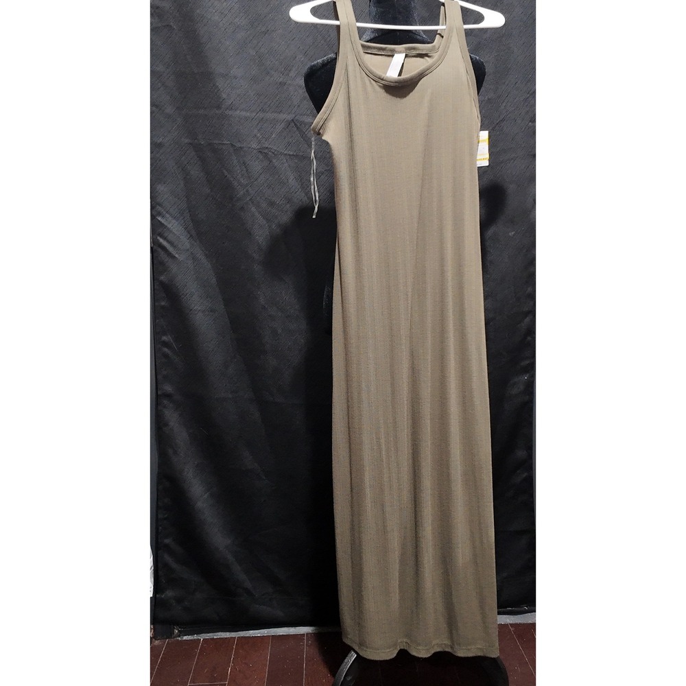 Auden Womens Ribbed Knit Maxi Sleep Dress Olive Green Sleeveless XS NWT